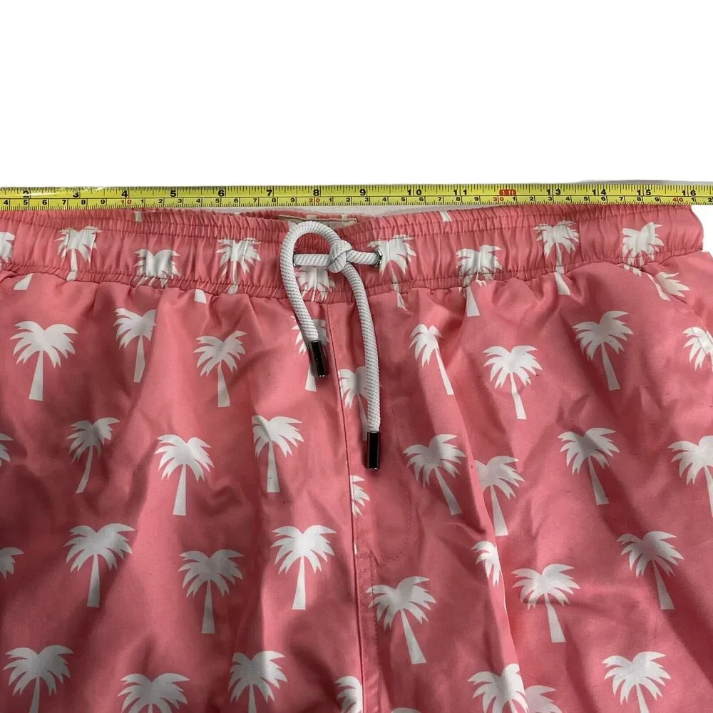 beach bums bequia pink palm tree print swim trunks shorts Size L